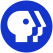 A blue circle with a stylized white profile of a human face facing right. The face is accompanied by two white shapes resembling the letters "P" and "B," forming the well-known logo of the Public Broadcasting Service (PBS).